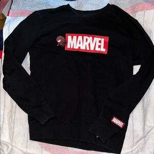 Marvel Black Crewneck Sweater with Red Logo